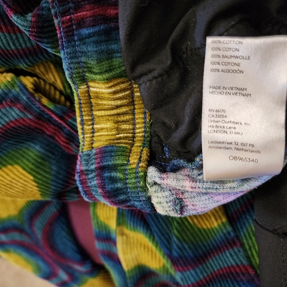 Urban Outfitters Unisex Corduroy Pschedelic Rainbow Drawstring Beach Pants M - Picture 8 of 11